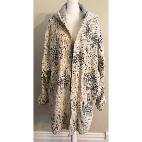 FREE PEOPLE Knit Jacquard Cozy Hooded Dolman Sweater Jacket Size L - Picture 3 of 8
